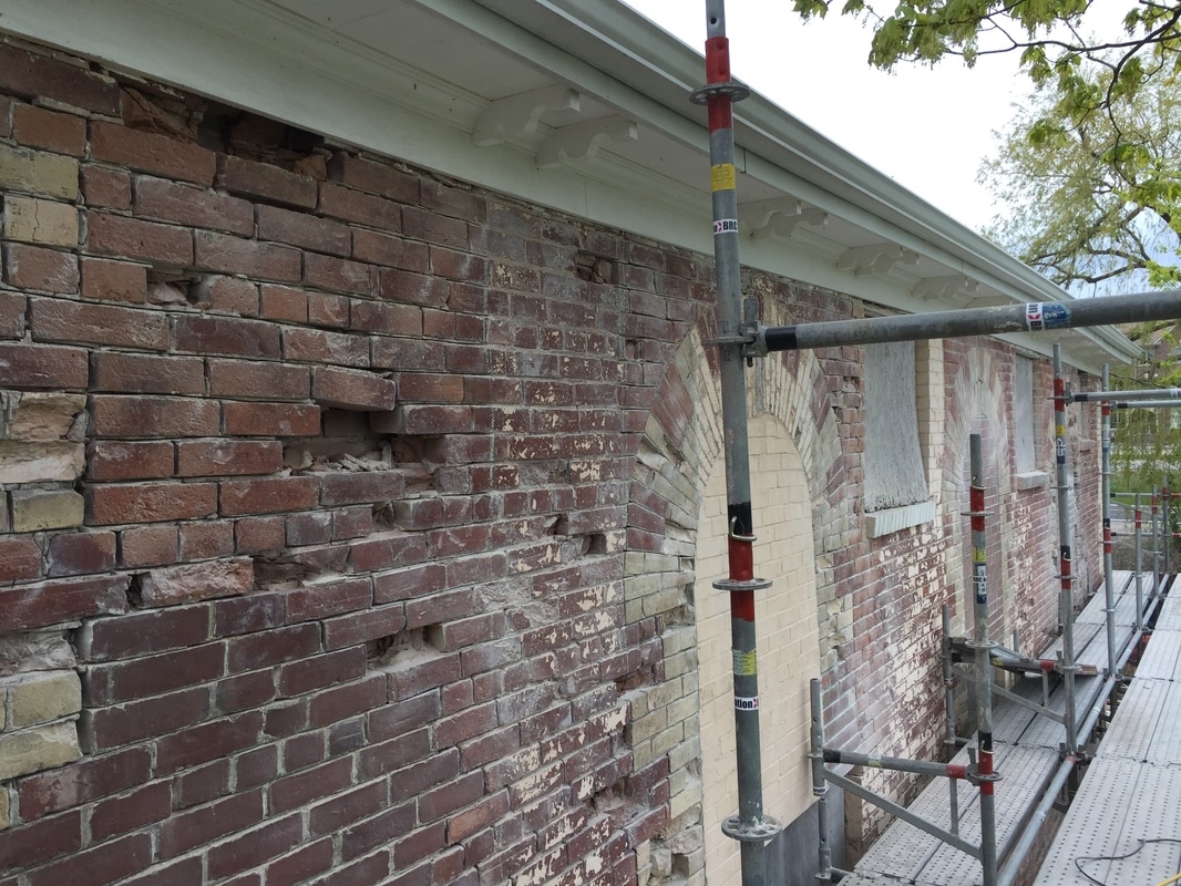 Brick repointing and masonry restoration project in PEI